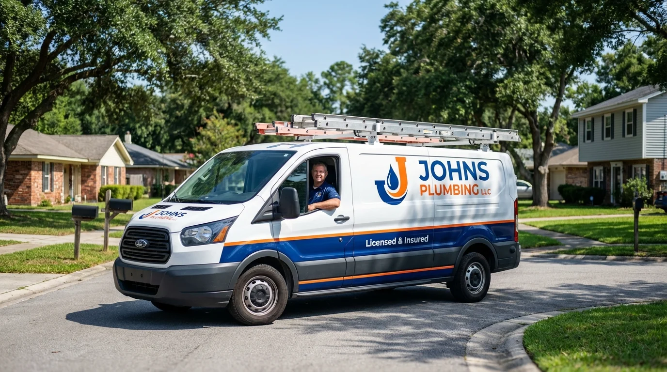 Johns Plumbing LLC service van in Middle Village, NY