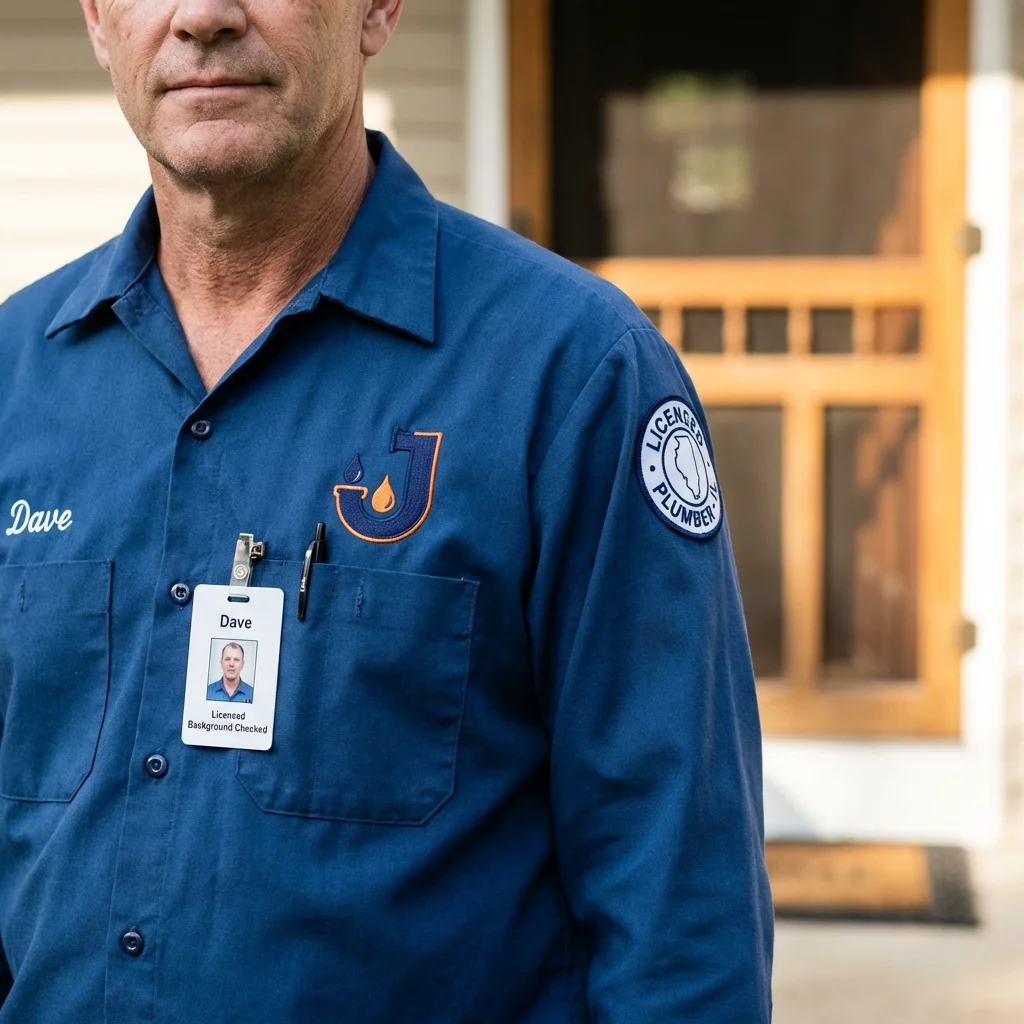 Licensed plumber showing ID badge in Middle Village, NY