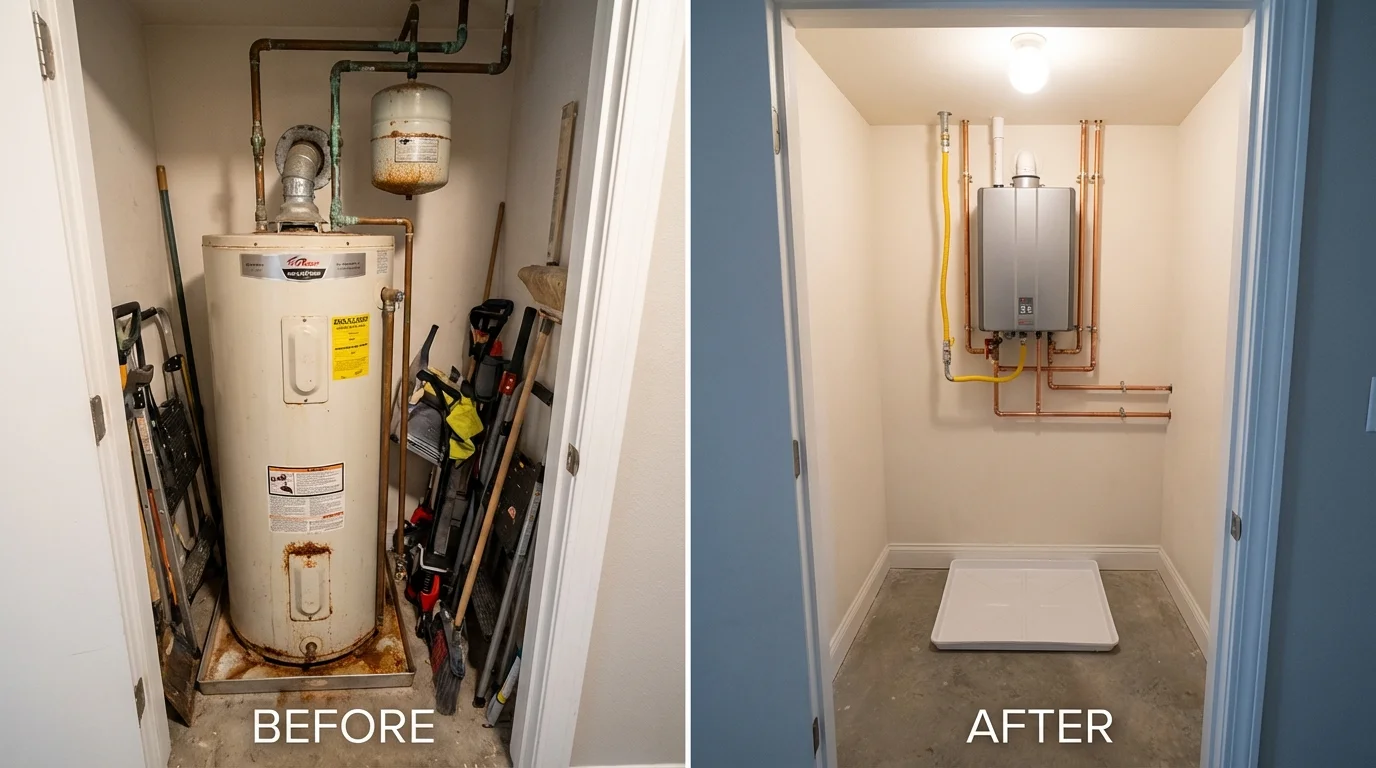 Tank water heater versus wall-mounted tankless unit comparison for Middle Village, NY homeowners